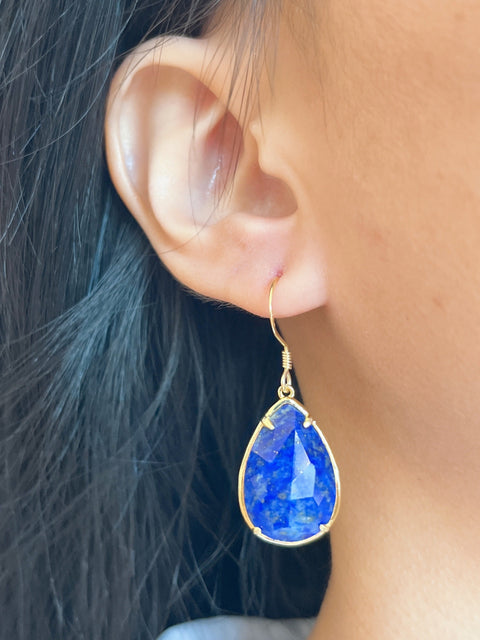 Lapis Pear Cut Earrings - GF