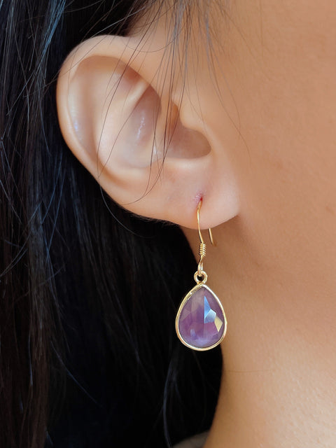 Amethyst Teardrop Earrings - GF