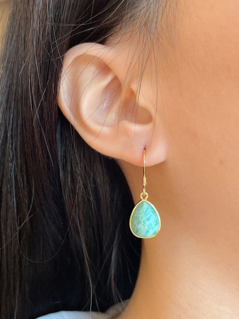 Amazonite Teardrop Earrings - GF