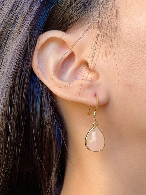 Rose Quartz Teardrop Earrings - GF