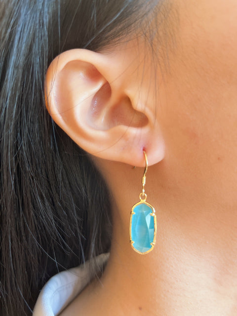 Blue Cat's Eye Drop Earrings - GF