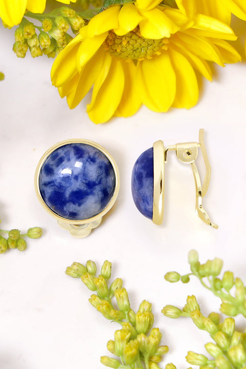 Lapis Clip On Earrings In Gold - GF