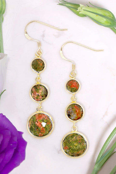 Unakite Drop Earrings - GF