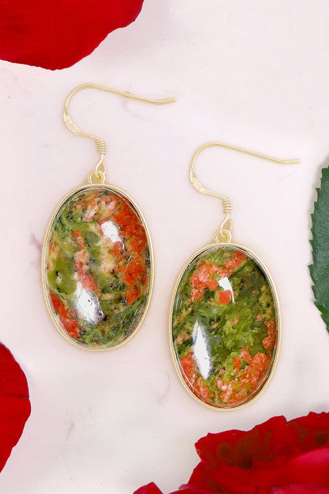 Unakite Statement Earrings - GF