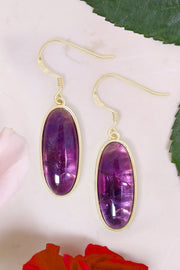 Amethyst Oval Drop Earrings - GF