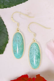 Amazonite Oval Drop Earrings - GF