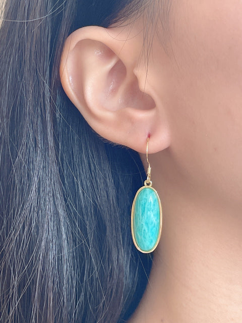 Amazonite Oval Drop Earrings - GF