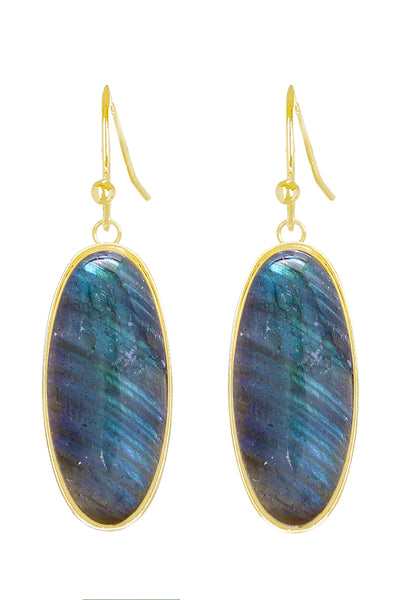 Labradorite Oval Drop Earrings - GF