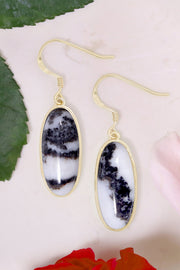 Zebra Jasper Oval Drop Earrings - GF