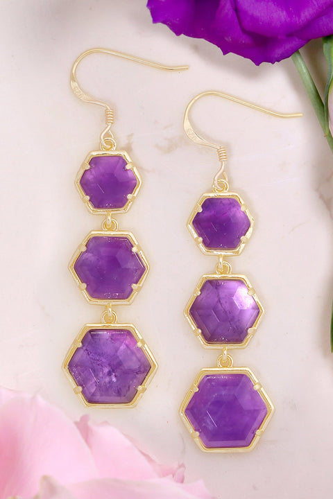 Amethyst Drop Earrings - GF