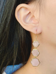 Rose Quartz Drop Earrings - GF