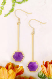 Amethyst Pendulum Drop Earrings - GF