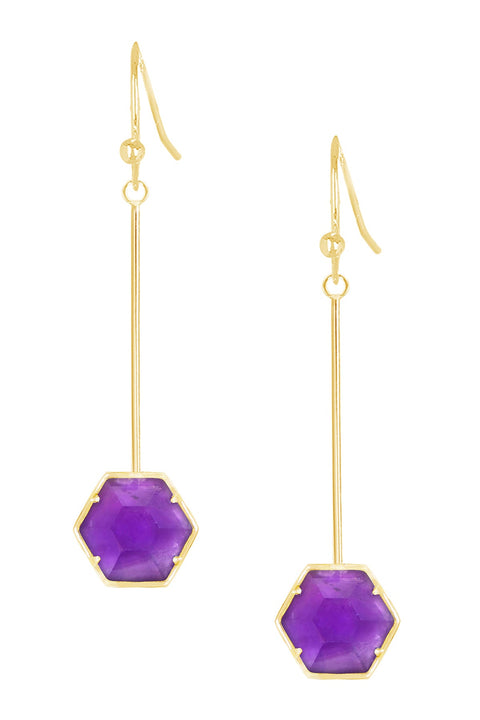 Amethyst Pendulum Drop Earrings - GF