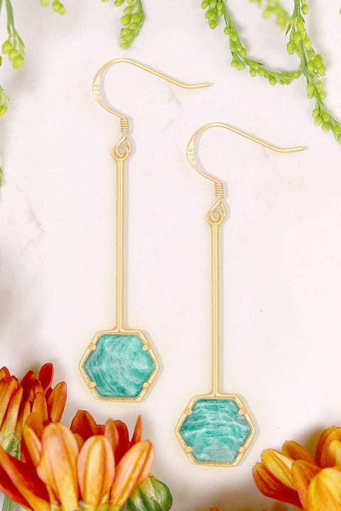 Amazonite Pendulum Drop Earrings - GF