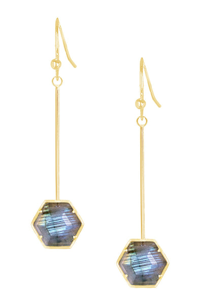 Labradorite Pendulum Drop Earrings - GF