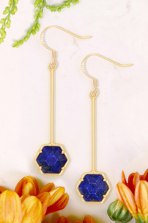 Lapis Pendulum Drop Earrings - GF