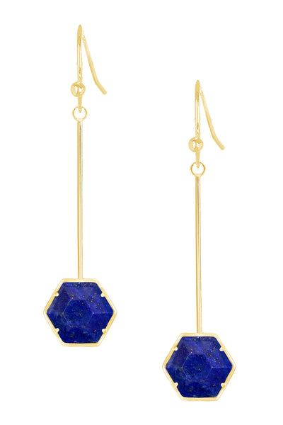 Lapis Pendulum Drop Earrings - GF