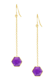 Amethyst Pendulum Drop Earrings - GF