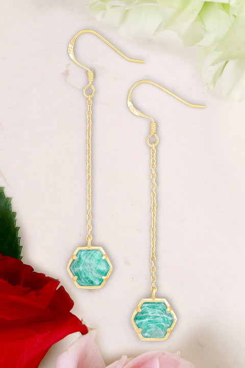 Amazonite Pendulum Drop Earrings - GF