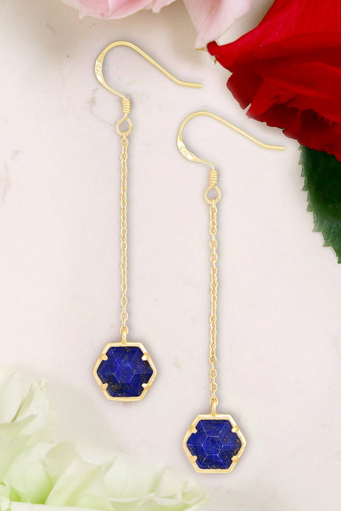 Lapis Pendulum Drop Earrings - GF