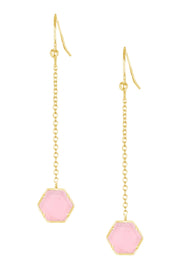 Rose Quartz Pendulum Drop Earrings - GF