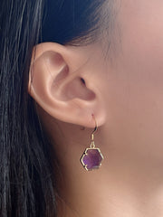 Amethyst Hexagon Drop Earrings - GF