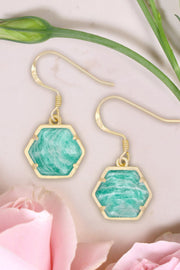 Amazonite Hexagon Drop Earrings - GF