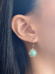 Amazonite Hexagon Drop Earrings - GF