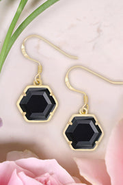 Hematite Hexagon Drop Earrings - GF