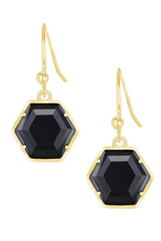 Hematite Hexagon Drop Earrings - GF