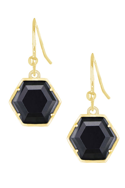 Hematite Hexagon Drop Earrings - GF