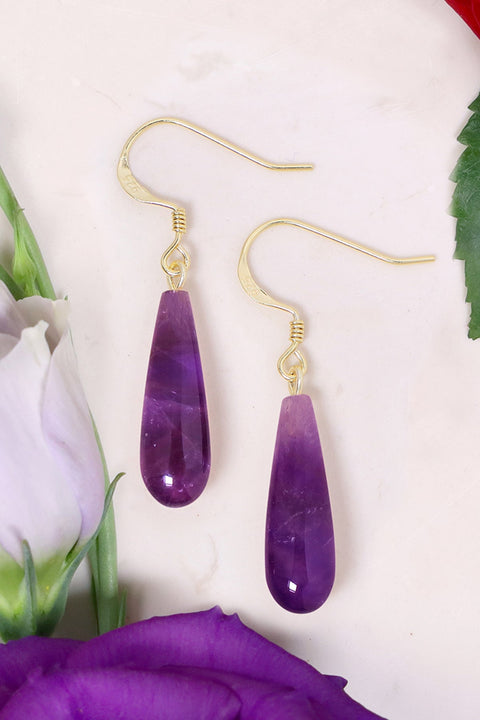 14k Vermeil & Amethyst Drop Earrings - VM