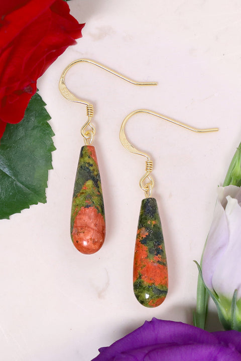 14k Vermeil & Unakite Drop Earrings - VM