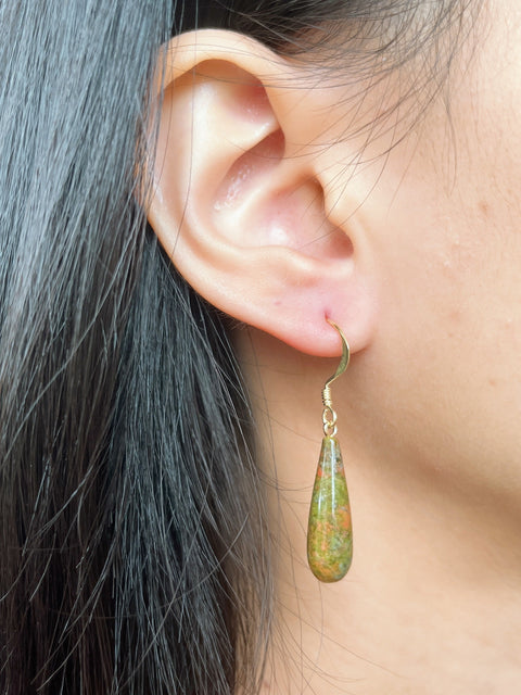 14k Vermeil & Unakite Drop Earrings - VM