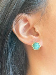 Amazonite Hexagon Post Earrings - GF