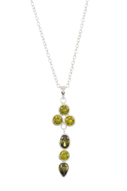 Sterling Silver & Peridot CZ Pendulum Pendant Necklace - SS