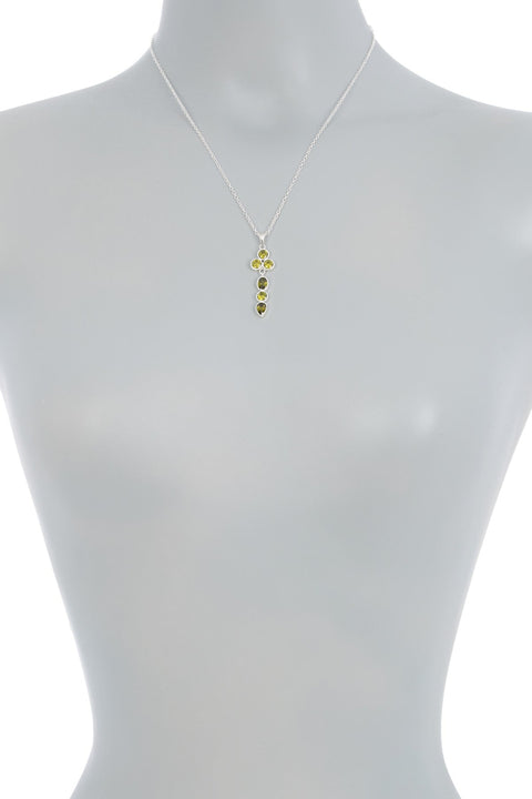 Sterling Silver & Peridot CZ Pendulum Pendant Necklace - SS