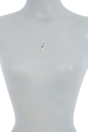 Sterling Silver & Mixed CZ Pendulum Pendant Necklace - SS