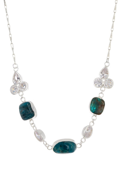 Apatite & CZ Station Necklace - SF