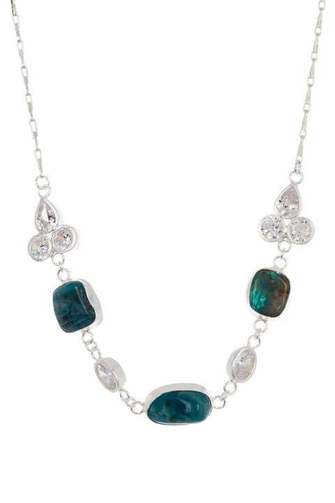 Apatite & CZ Station Necklace - SF