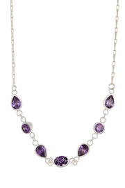 Amethyst Cubic Zirconia Station Necklace - SF