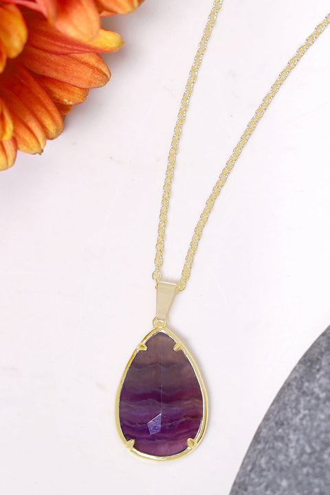 Amethyst Pear Cut Pendant Necklace - GF