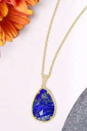 Lapis Pear Cut Pendant Necklace - GF