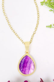 Amethyst Teardrop Pendant Necklace - GF