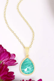 Amazonite Teardrop Pendant Necklace - GF