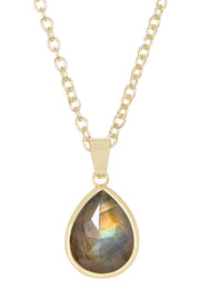 Labradorite Teardrop Pendant Necklace - GF