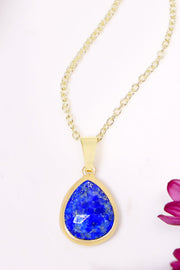 Lapis Teardrop Pendant Necklace - GF