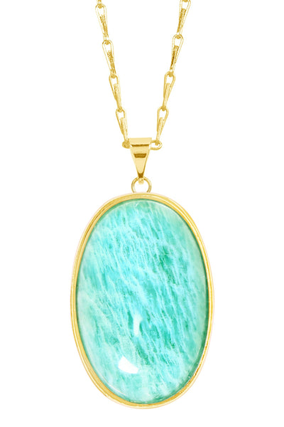 Amazonite Cabochon Pendant Necklace - GF