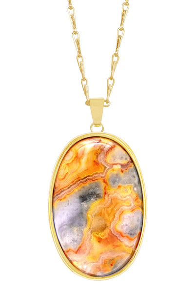 Crazy Lace Agate Cabochon Necklace - GF