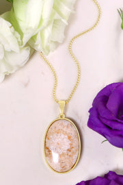 Lily Fossil Cabochon Pendant Necklace - GF